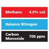 Gasco Multi-Gas 350: 4.0% vol. Methane, 700 ppm Carbon Monoxide, Balance Nitrogen Gasco Multi-Gas 350: 4.0% vol. Methane, 700 ppm Carbon Monoxide, Balance Nitrogen