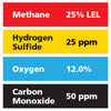 Gasco Multi-Gas 482: 25% LEL Methane, 12% Oxygen, 50 ppm Carbon Monoxide, 25 ppm Hydrogen Sulfide, Balance Nitrogen Gasco Multi-Gas 482: 25% LEL Methane, 12% Oxygen, 50 ppm Carbon Monoxide, 25 ppm Hydrogen Sulfide, Balance Nitrogen