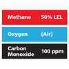 Gasco Multi-Gas 304: 50% LEL Methane, 100 ppm Carbon Monoxide, Balance Air