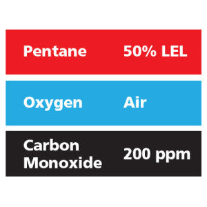 Gasco Multi-Gas 349: 50% LEL Pentane, 200 ppm Carbon Monoxide, Balance Air