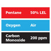 Gasco Multi-Gas 349: 50% LEL Pentane, 200 ppm Carbon Monoxide, Balance Air