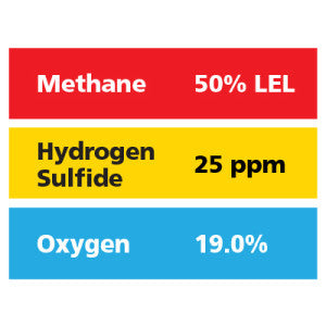 Gasco Multi-Gas 426: 50% LEL Methane, 19% Oxygen, 25 ppm Hydrogen Sulfide, Balance Nitrogen