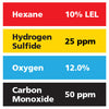Gasco Multi-Gas 432: 10% LEL Hexane, 12% Oxygen, 50 ppm Carbon Monoxide, 25 ppm Hydrogen Sulfide, Balance Nitrogen