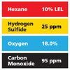 Gasco Multi-Gas 481: 10% LEL Hexane, 18% Oxygen, 95 ppm Carbon Monoxide, 25 ppm Hydrogen Sulfide, Balance Nitrogen